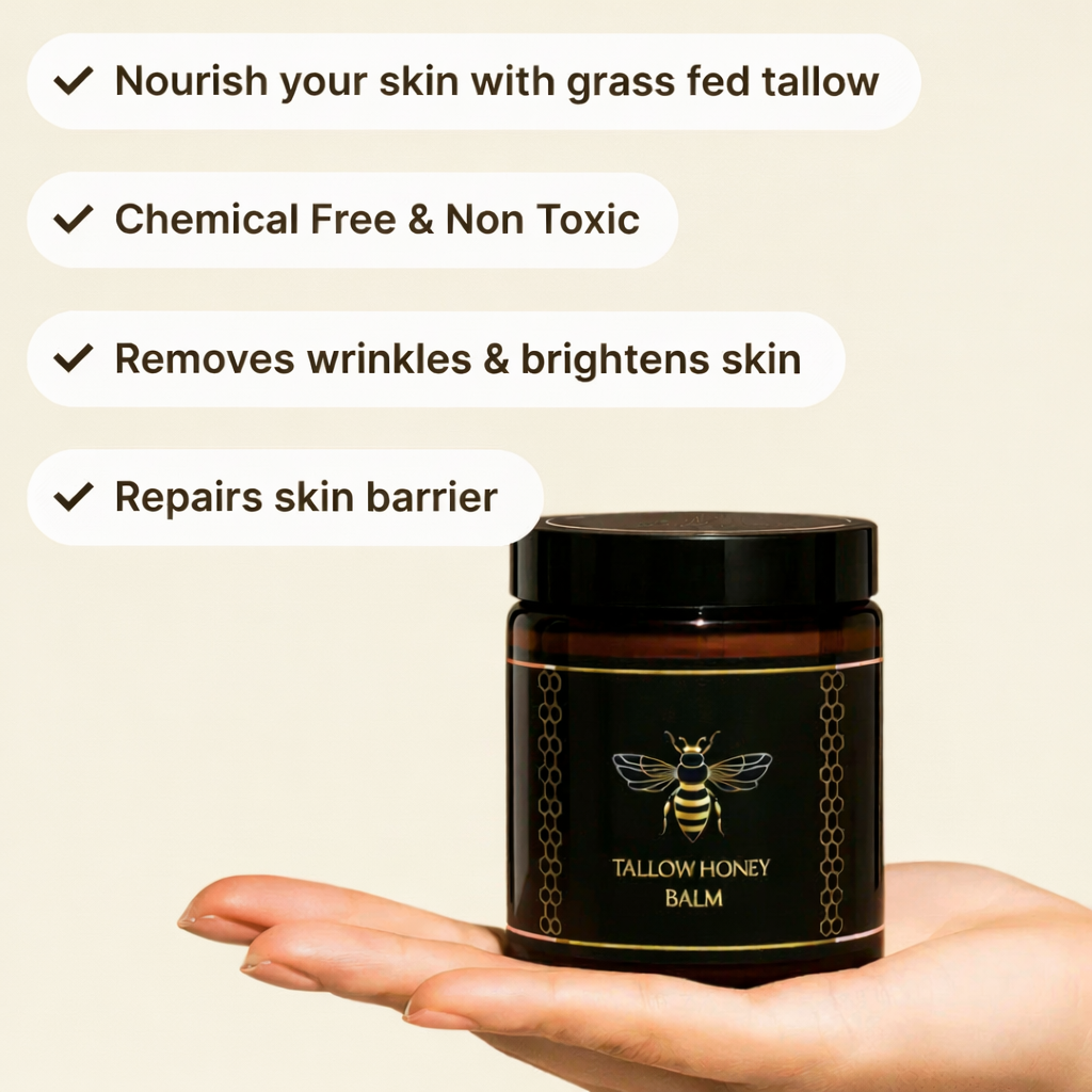 Organic Grass Fed Beef Tallow Balm With Raw Honey